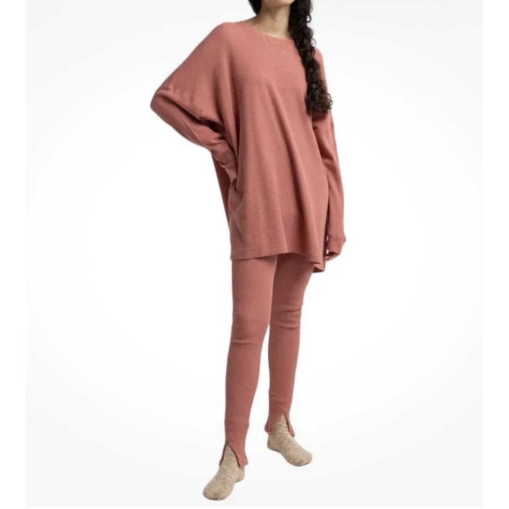Free People Intimately Pajamas Set Knit Top & Leggings Lounge Early Night Small‎